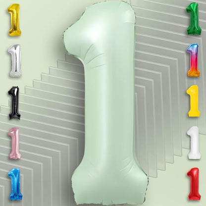Green Number Balloon 1 Mylar Foil Balloons 32 inch - Image 2