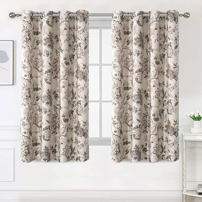 H.VERSAILTEX Blackout Curtains 63 Inch Length 2 Panels Set Floral Print Curtain - Image 2