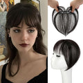 Bangs Hair Clip in Bangs 360°3D Cover Hair Topper Synthetic HairPieces for Women Dark Brown Wispy Fake Bangs Toppers for Daily Wear