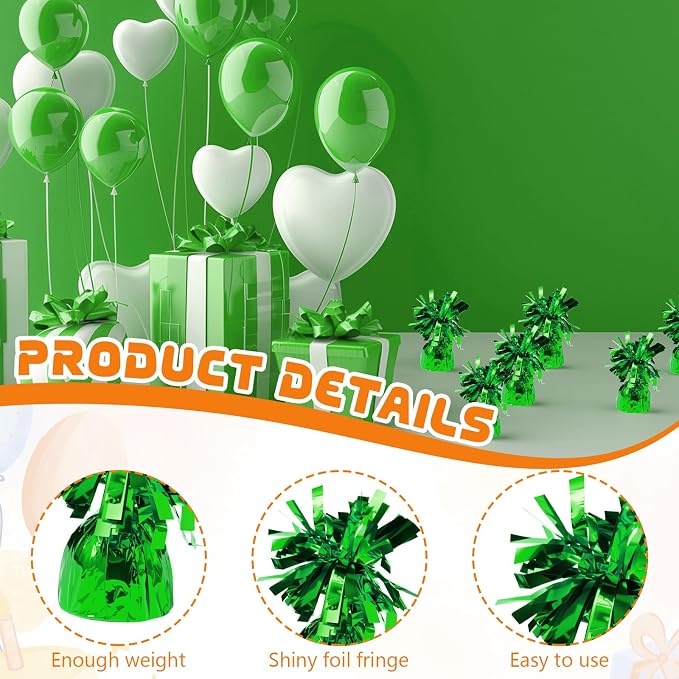 6 Pack Green Balloon Weights Metallic Holder Anchors Balloon Holder Weights - Image 3