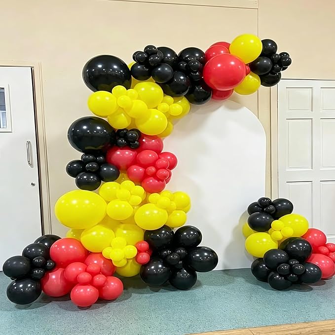 YMSZ Red Black Yellow Balloons Arch Kit, Birthday Party Balloons | 134Pcs Red - Image 7