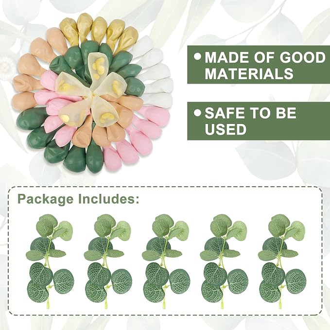 Amandir 166Pcs Sage Green Blush Peach White Gold Balloon Garland Arch Kit | - Image 3