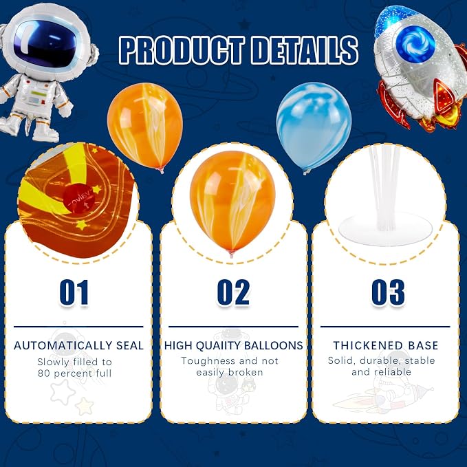 Astronaut Balloons Table Centerpiece 2 Sets Outer Space Balloon Stands | Party - Image 3