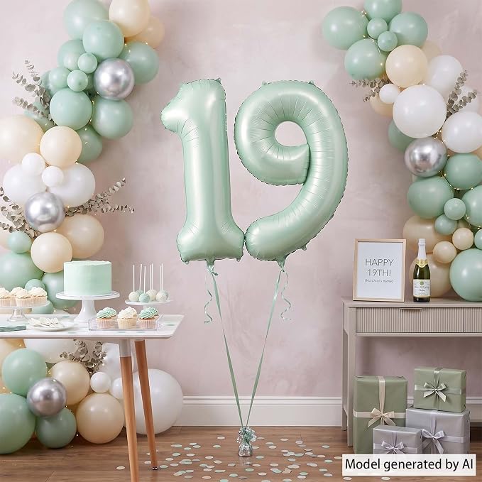 Olive Green Number 19 Balloon 40 Inch, Backdrop - Image 7