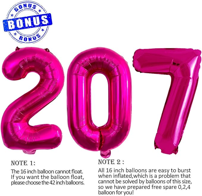 Hot Pink 2027 Foil Number Balloons - Image 4