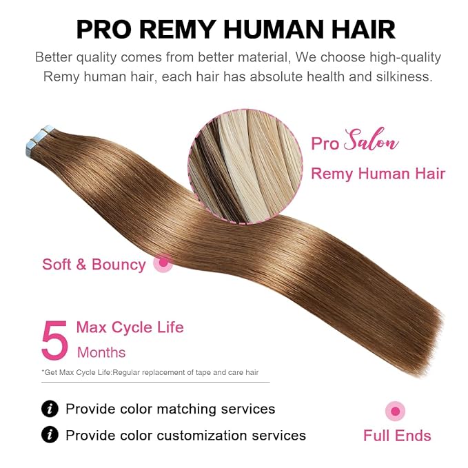 SUYYA Tape in Hair Extensions Remy Human Hair Chestnut Brown 14 inches 40g/pack 20pcs Straight Seamless Skin Weft Tape in Extensions(14 inches #6 Medium Brown)