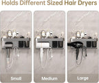 Hair Dryer Holder, Blow Dryer Organizer, Hair Dryer Holder Wall Mounted with Shelf for Bathroom, Salon, Bedroom Organizers & Storage(Matte Grey)