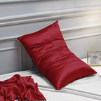 NTBAY 2 Pack Satin Queen Pillowcases for Hair and Skin, Luxurious and Silky Pillow Cases with Envelope Closure, 20x30 Inches, Wine Red