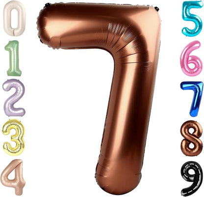 Number Balloons 40 Inch Coffee 7 Balloon by Mluchee
