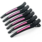 6Pcs/set Pinup Plastic Duck Bill Hair Clips for Sectioning Hair - Professional Non Slip Silicone band Clips Salon DIY Accessories Hairpins Hairgrip for Women(Blcak-Style1)