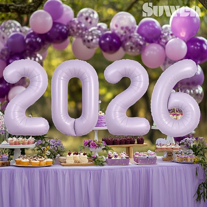 SUWEN 40 Inch Light Purple Lavender Big 8 Balloon Number Foil Helium 0-9 | 8th - Image 5