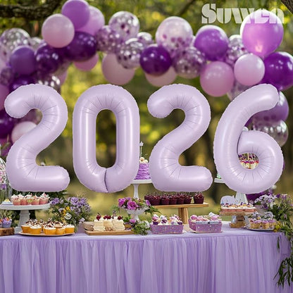 SUWEN 40 Inch Light Purple Lavender Big 12 Balloon Number Foil Helium 0-9 | - Image 5