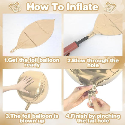Cream Beige Round Foil Balloons 9 pcs, Metallic Giant 4D Round Balloons 22 Inch - Image 7