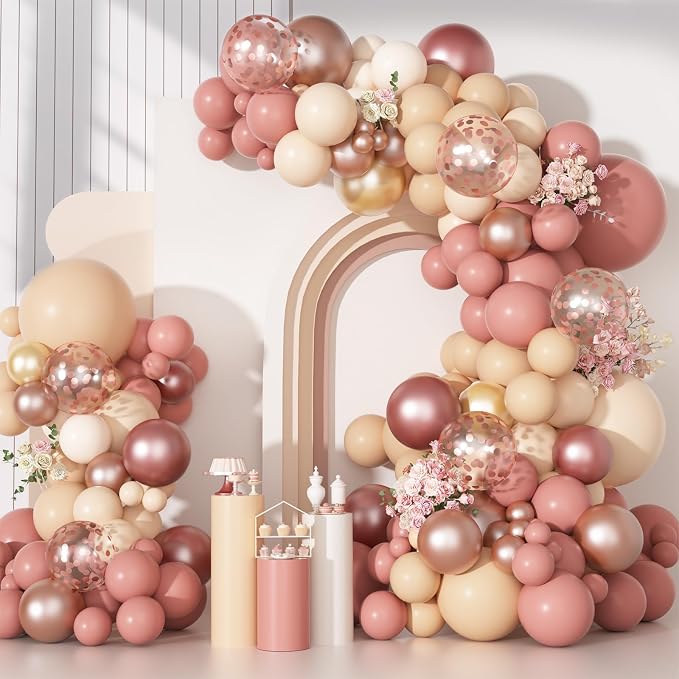 170Pcs Blush Dusty Rose Pink Balloons Garland Arch Kit 18 12 10 5 Inch | by OuddyParty