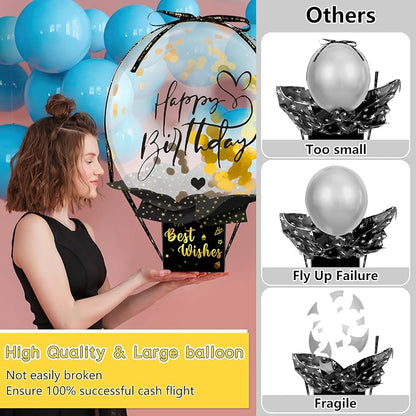 UQM Birthday Money Box for Cash Gift Pull, Funny Pull Money Balloon Box | Happy - Image 2