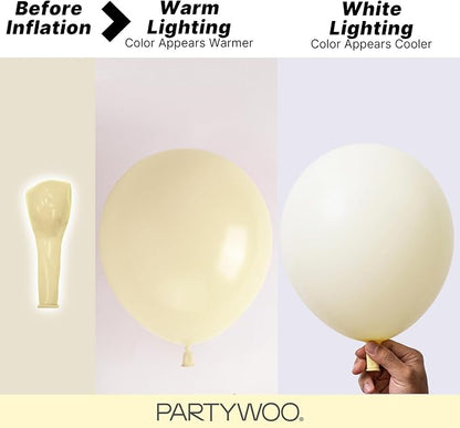 PartyWoo Pastel Yellow Balloons 155pcs Light Pale Yellow Color | 18 12 10 5 - Image 3