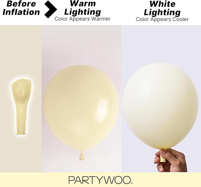 PartyWoo Pastel Yellow Balloons 127pcs Light Pale Yellow Color | 36 18 12 10 5 - Image 3