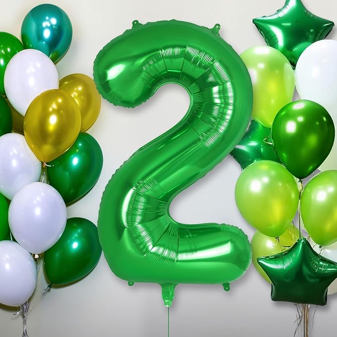 Dark Green Number 2 Balloon 40 Inch, Big Large Foil Helium Number Balloons - Image 2