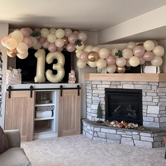 Dusty Pink Beige Balloons, Metallic Gold Nude Cream Balloon - Image 8
