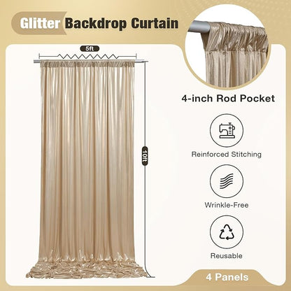 20x10FT Champagne Sequin Backdrop Curtain - Image 5