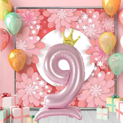 Crown Pink Number 9 Balloon - Image 3