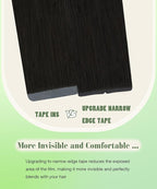 SURNEL Tape in Hair Extensions Double Drawn Remy Tape in Hair Extensions Human Hair Color 1B Off Black 18 inch 20pcs 50g(#1B-18)