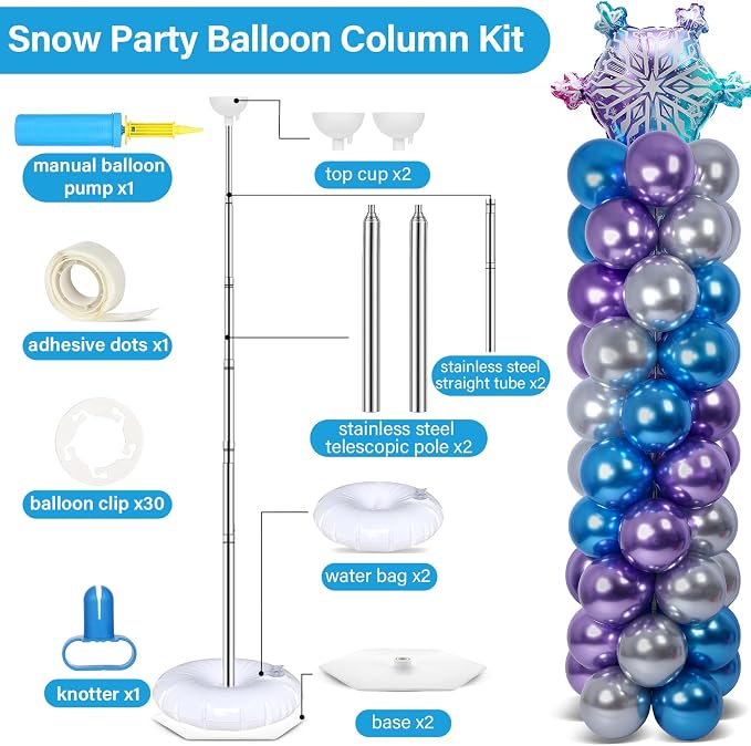2 Sets Snow Party Balloon Column Stand Kit - Image 2