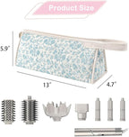 Large Quilted Hair Tools Travel Bag,Aesthetic Hair Styling Accessories Storage Case for Flat Irons,Straightener,Curling Iron,Hair Dryer,Dyson Airwrap Travle Bag（04Blue Flower）