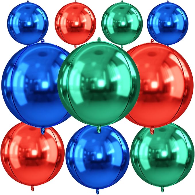 Red Blue Green Round Foil Balloons, Metallic Red Blue Green Foil Baloon by FunHot
