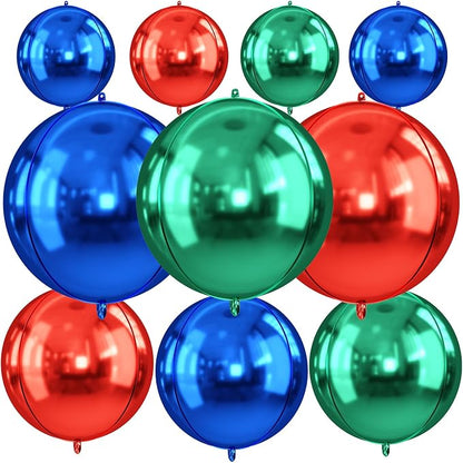 Red Blue Green Round Foil Balloons, Metallic Red Blue Green Foil Baloon by FunHot