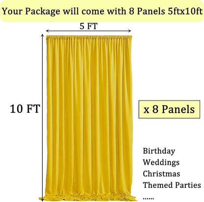 40ftx10ft Wrinkle Free Yellow Backdrop Curtains - Image 6