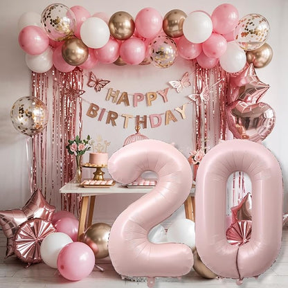 Pastel Pink 20 Balloon Number for Girls, Big Light Blush Pink Foil 2 & 0 Helium - Image 7