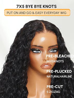 Julia Hair Loose Curly Wave Glueless Wigs Human Hair 7x5 HD Lace Closure Bye Bye Knots Mixed Curls Wig with Invisi Drawstring Pre Plucked Pre Bleached Put on and Go Beginner Friendly 22 Inch