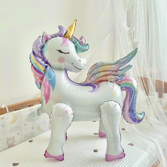 Self-Standing Unicorn Balloons for Girls Birthday Decorations Rainbow Unicorn - Image 3