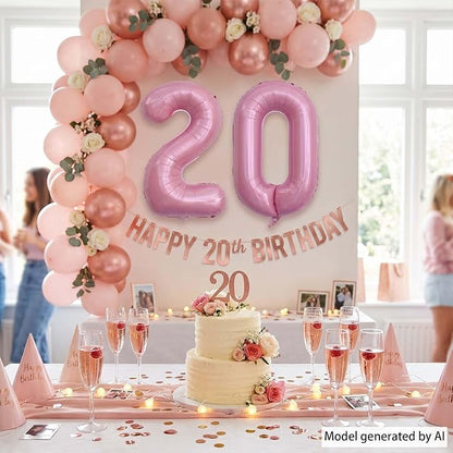 Pearlescent Pink Number 20 Balloon 40 Inch, Shiny Foil - Image 6