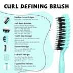 Curl Defining Brush for Curly Hair, Flexi Vented Brush for Faster Drying Hair, Detangling and Shaping to Reduce Pulling (Green)