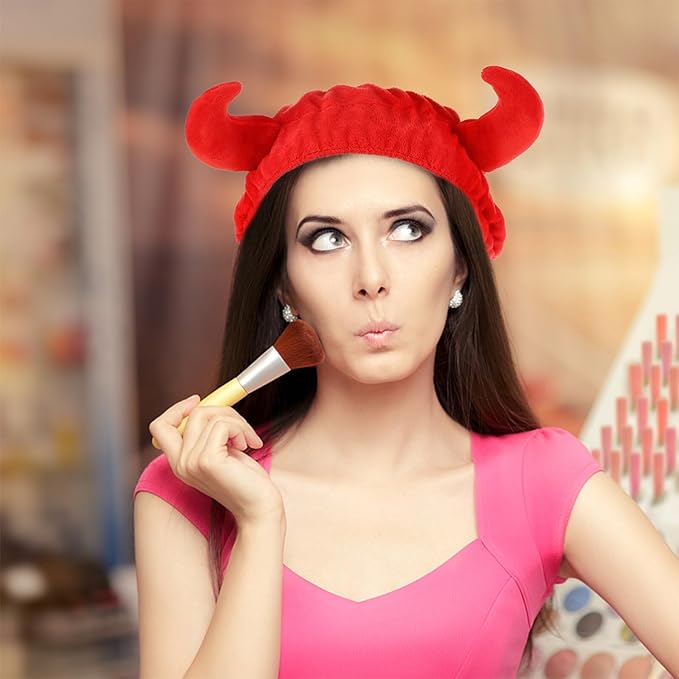 Spa Headband Devil Horns Makeup Hair Bands Sturdy Wear-Resistant Face Washing Cosmetic Turban Head Wraps Shower Yoga for Women