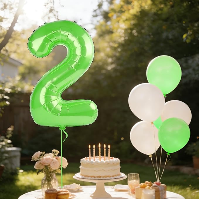 40 Inch Number 2 Balloons for 2nd Birthday Party Decorations, 0-100 Fruit Green - Image 3