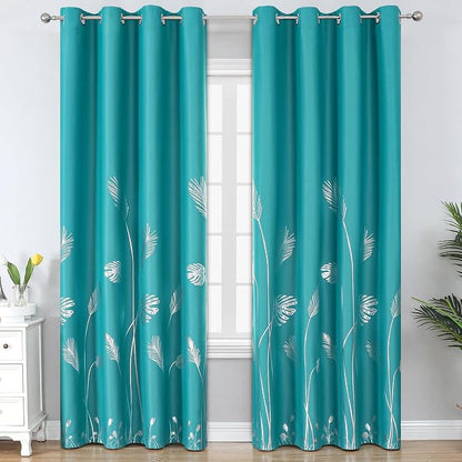 Teal Blackout Curtains for Living Room 90 Inch Length 2 Panels Set, Energy by ESTELARTEXTILER