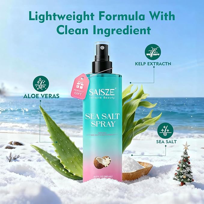 Sea Salt Spray for Women and Men, Valentines Day Gifts, Travel Essentials, Textured Beach Waves & Volume for Curly Hair, Coconut Surf Spray, Christmas Stocking Stuffers for Teen Girls, 8.8 oz