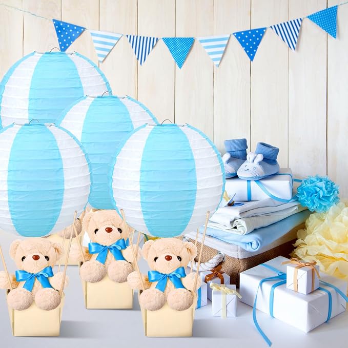 12 Sets Baby Shower Hot Air Balloon Table Centerpieces DIY Paper Lanterns - Image 4