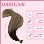YoungSee I Tip Hair Extensions Human Hair Balayage Itip Hair Extension Real Human Hair Ombre Dark Brown to Brown with Blonde Itip Hair Extension 16 Inch Pre Bonded 80s 50g