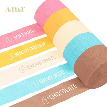 AOBKIAT Birthday Crepe Paper Streamers Party Decorations, 5 Rolls Pastel - Image 6