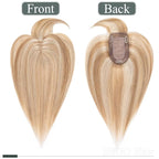 SEGO Hair Toppers for Women Real Human Hair with Front Bangs, Clip in Toppers with Thinning Hair 150% Density Silk Base -12 Inch #12/613 Golden Brown Mix Bleach Blonde