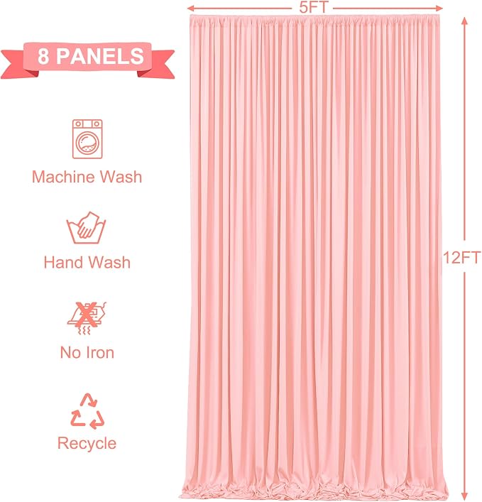 8 Panels Blush Pink Backdrop Curtains - Image 6