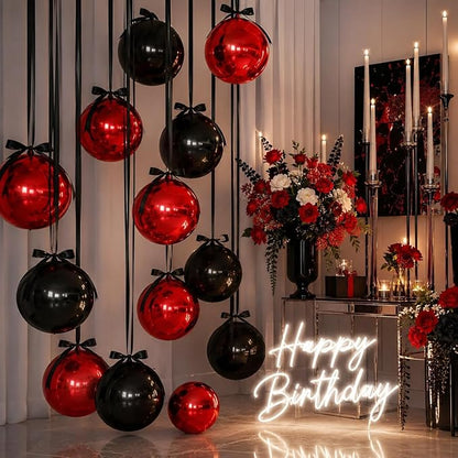 Black Red Round Foil Balloons - Image 5
