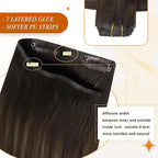 Full Shine Balayage Clip in Hair Extensions Dark Brown to Light Brown with Caramel Blonde Remy Human Hair with PU Weft Thick Ends 16 Inch 8 PCS 120 Grams