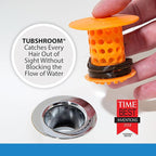 TubShroom Tub Drain Hair Catcher Strainer, Orange – Drain Protector and Hair Catcher for Bathroom Drains, Fits 1.5” – 1.75” Bathtub and Shower Tub Drains