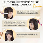 QUEENTAS 21" Curly Hair Topper for Women with Thinning Hair Daily Wear 360°3D Cover Up 6.5"*6" Fluffy Brown Body Wave Hair Pieces with Bangs(Dark Brown)