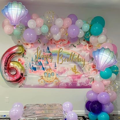 Mermaid Balloons, Pastel Pale Pink Light Purple Lilac Teal Pearl White Balloons - Image 4